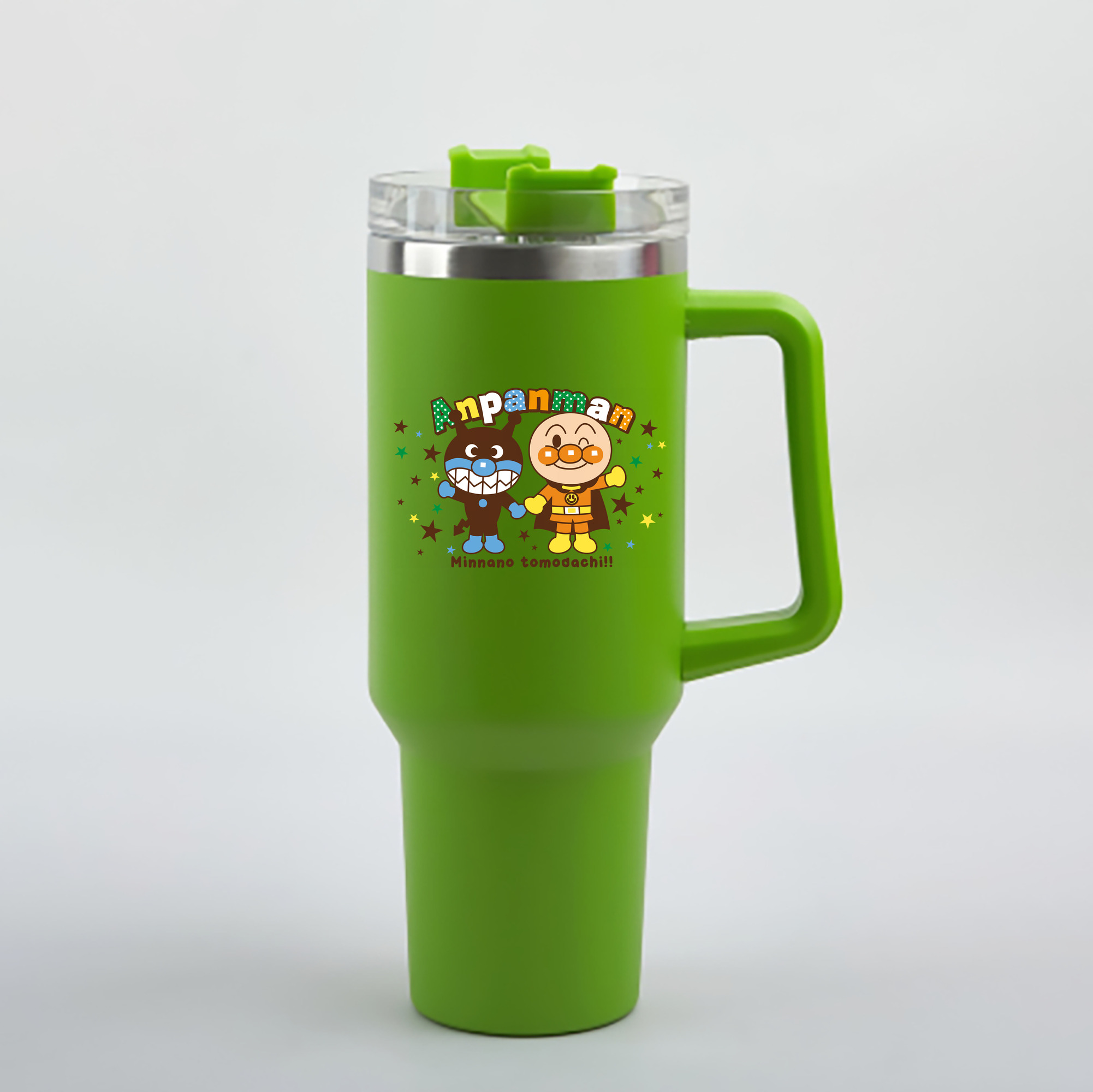 （画像用） アンパンマン Anpanman 1200mL車用タンブラー - クリスタルステッカー（プラスチックストロー付き）